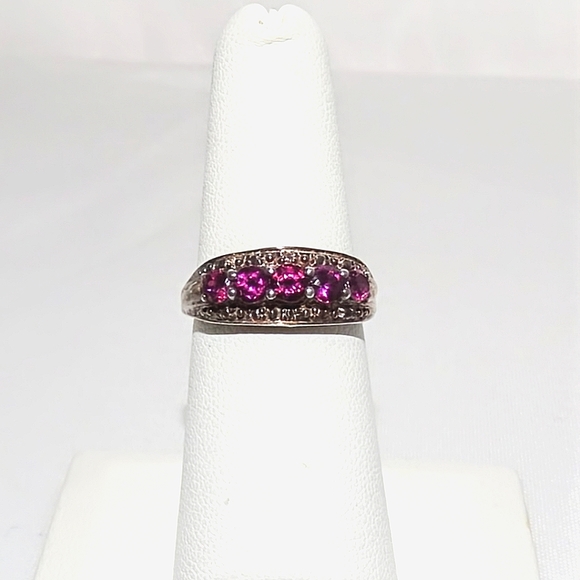 Moissanite Rubellite Tourmaline ring in 925 SS - Picture 1 of 3